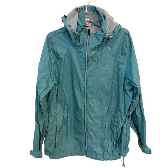 Columbia Lightweight Rain Jacket Windbreaker Women's Size 2X Packable Blue Coat - Picture 1 of 7